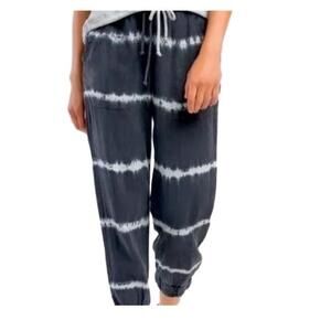 Cloth And Stone  Grey White Tie Dye Pattern Drawstring Waistband Joggers Large